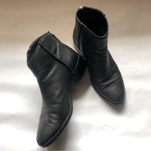 Black leather booties